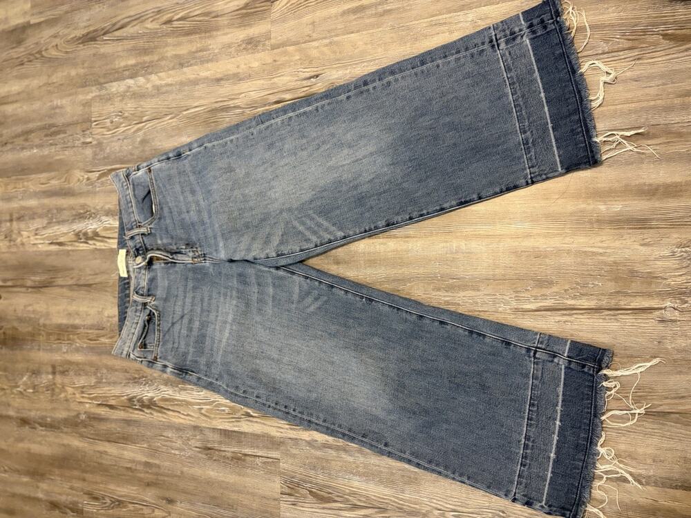 Gap 1969 Wide Leg High Rise Women’s Size 28 Cropped Raw Hem Jeans Denim